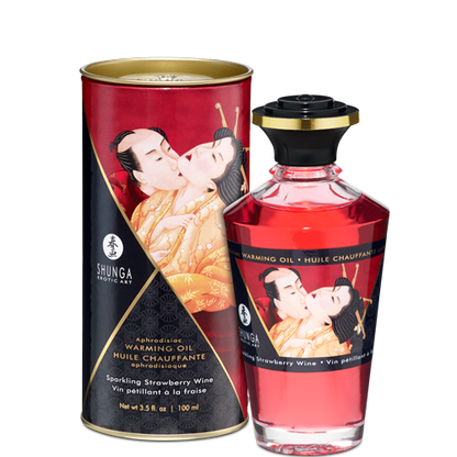 Shunga Warming Massage Oil Strawberry 3.5 fluid ounces