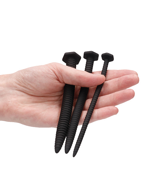 Silicone Screw Plug Set - Urethral Sounding - Black