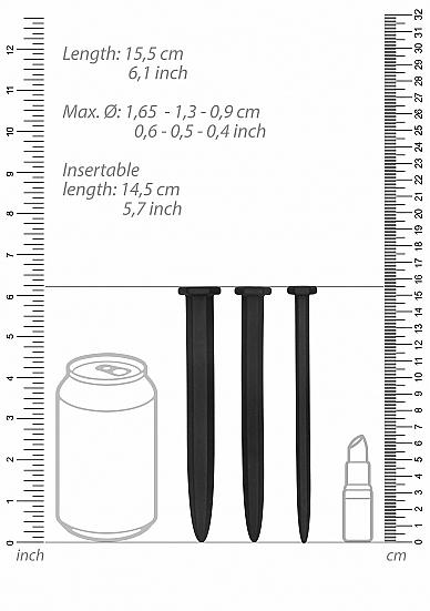 Silicone Rugged Nail Plug Set - Urethral Sounding - Black