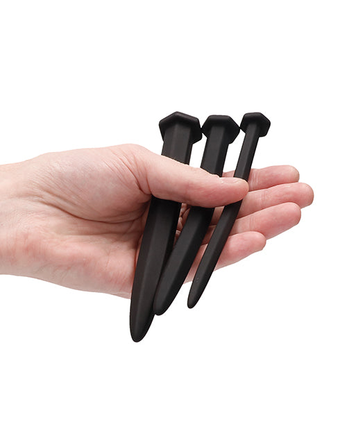 Silicone Rugged Nail Plug Set - Urethral Sounding - Black