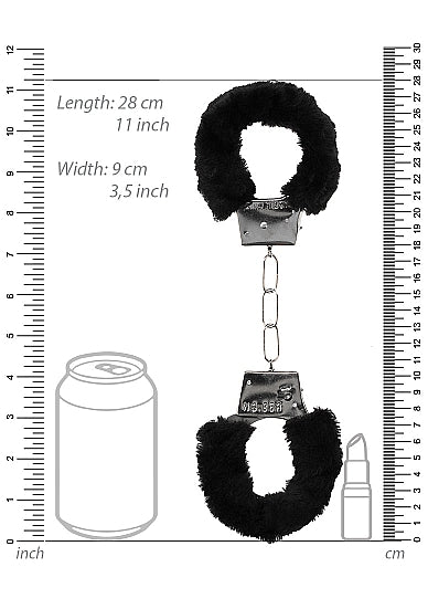 Ouch! Black & White Beginner Pleasure Furry Wrist Cuffs With Quick-release Button