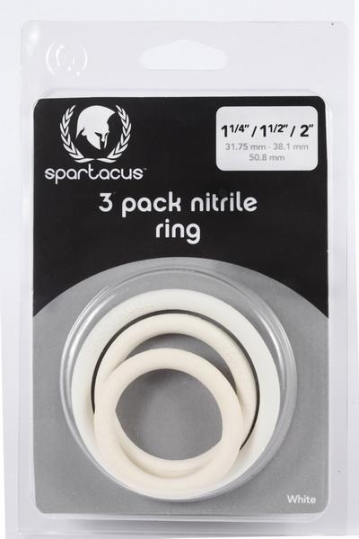 Spartacus Nitrile Cock Ring Set - White Pack of 3