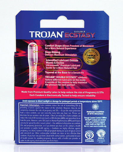 Trojan Double Ecstasy 3 Pack Latex Condoms