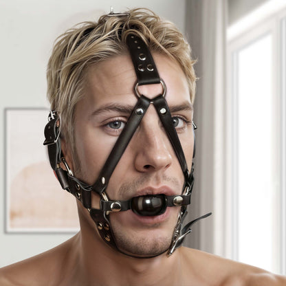 Leather Ball Gag Harness