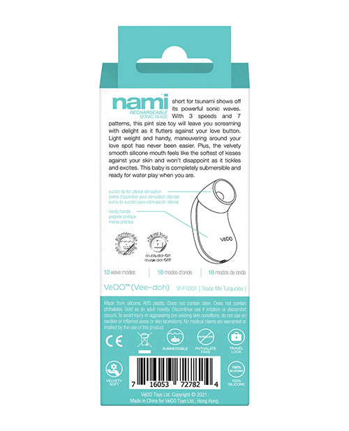 Vedo Nami Rechargeable Sonic Vibe Tease Me Turquoise