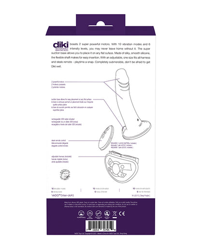 Vedo Diki Rechargeable Vibrating Dildo With Harness Deep Purple