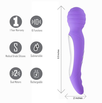 Twisty Dual Vibrating Wand Neon Purple