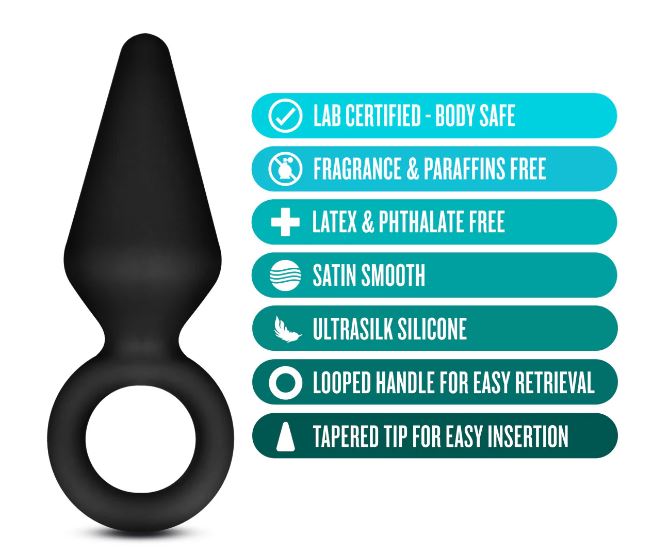 Blush Anal Adventures Platinum Silicone Loop Plug - Small Black
