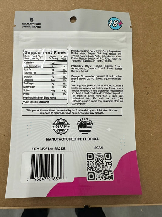 Bliss Bear Female Enhancement Gummy 1PK (6 PCS)