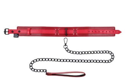 Sex & Mischief Ex's & Oh's Collar & Leash - Red/Black