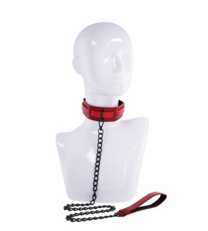 Sex & Mischief Ex's & Oh's Collar & Leash - Red/Black