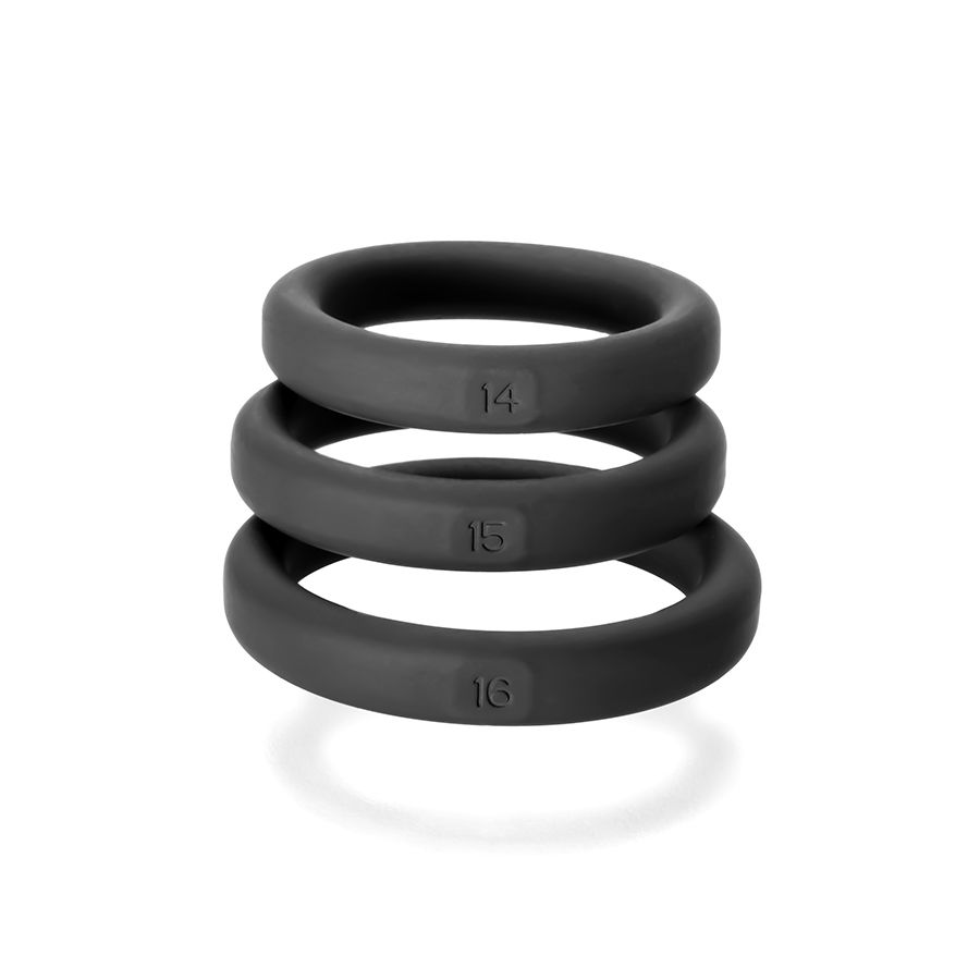 Perfect Fit Xact-fit Silicone Rings S-m (#14, #15, #16) Black