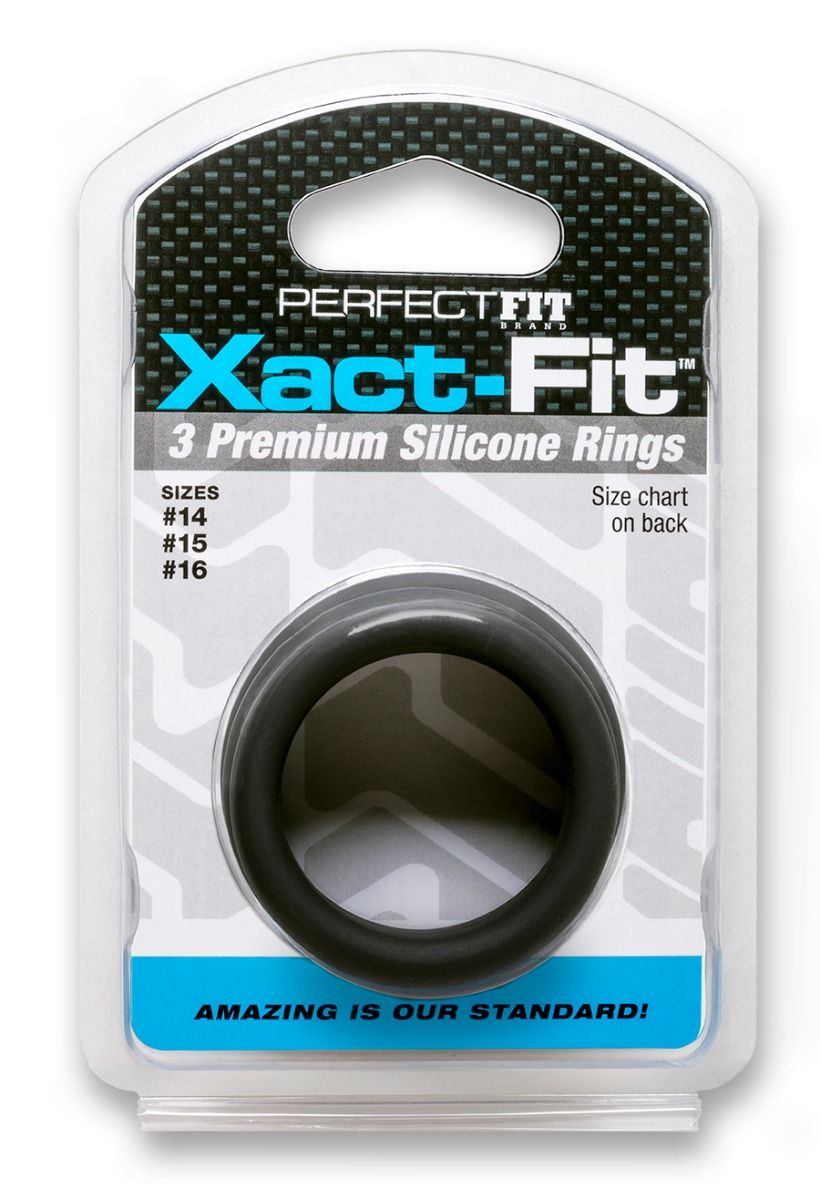 Perfect Fit Xact-fit Silicone Rings S-m (#14, #15, #16) Black