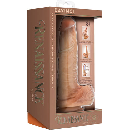Renaissance Davinci Sliding Foreskin Dildo With Squeezable Balls 8 In. Tan