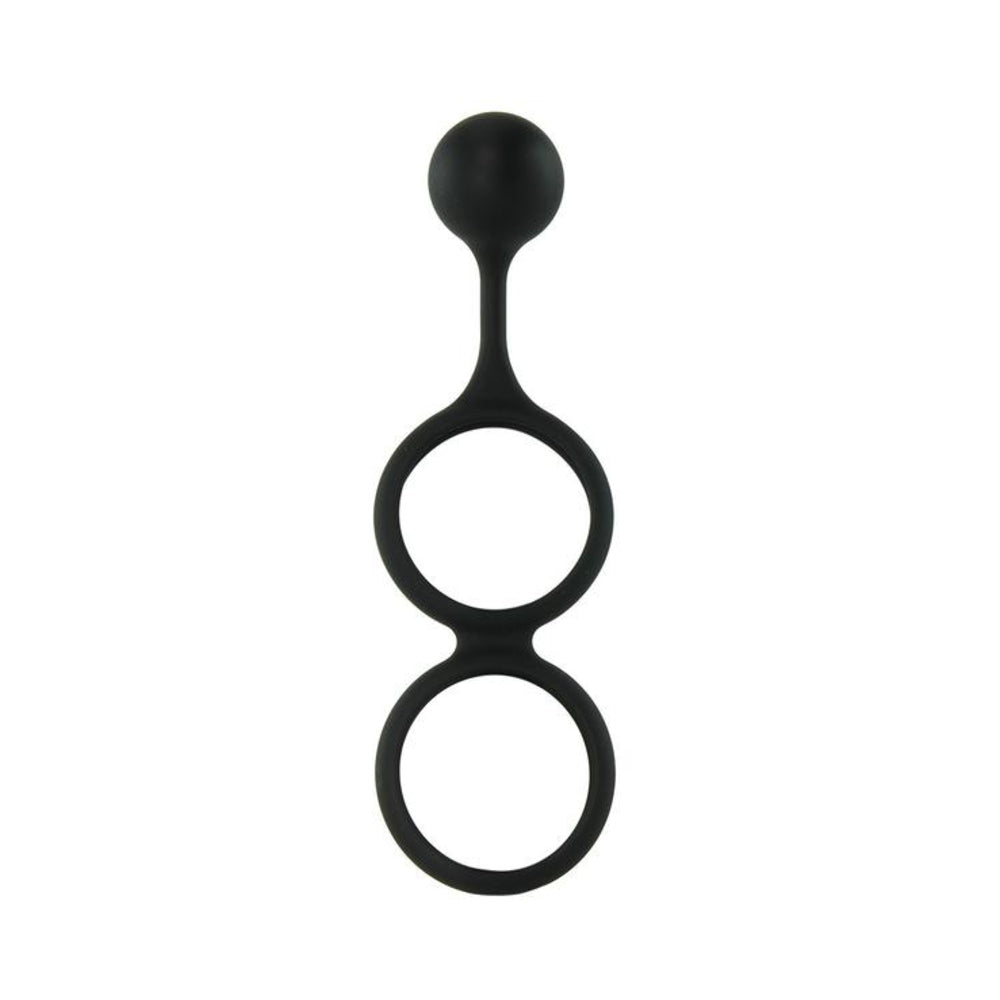 My Cock Ring Scrotum Ring With Weighted Ball Banger Silicone Black