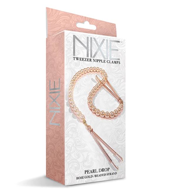 Nixie Pearl Drop Beaded Tweezer Nipple Clamps Rose Gold