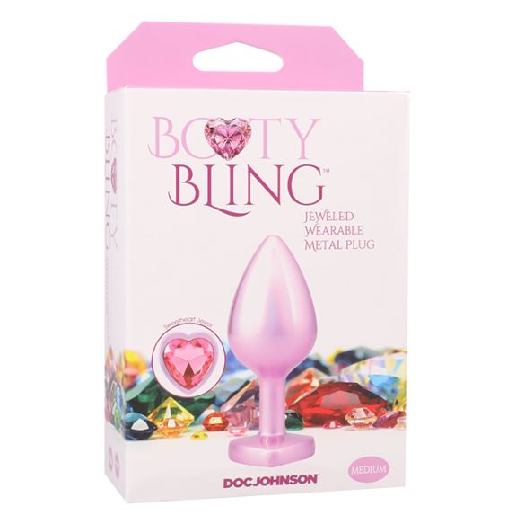 Booty Bling Heart Diamond Jew/ Metal Plug M/pink