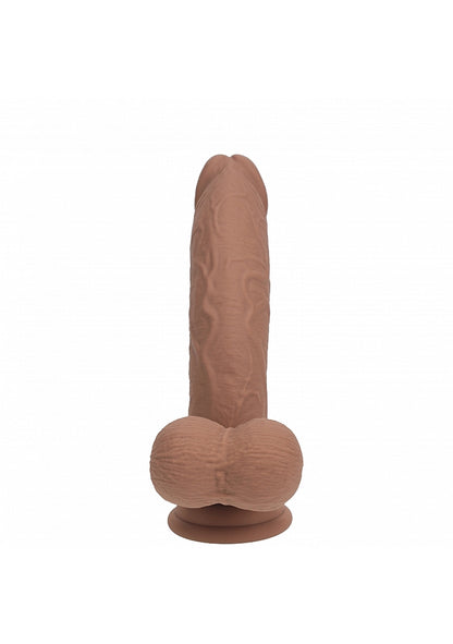 Realrock Rechargeable Dual Layered Vibrating Curved 7IN W/balls Tan